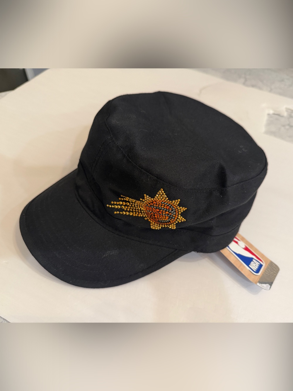 Phoenix Suns Black Women's Military Cap with Gold Rhinestone Sunburst